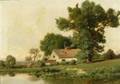 Gustave Wiegand GermanAmerican 18701957 Cottage at the Ponds Edge