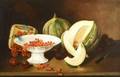 Eugene Peeters American 19th Century Still Life with Currants and Melon