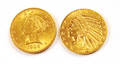 1906 US 5 Liberty head gold coin and 1912 Indian head 5 gold coin