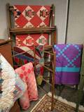 Three Wooden Folding Quilt Racks