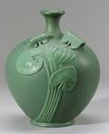 Art Pottery Matte Green Glazed Water Lily Vessel