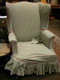 Chippendalestyle Upholstered Carved Mahogany Wing Chair