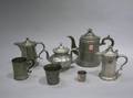 American Pewter Teapot Two Beakers Two Syrups Childs Teapot and Mug