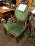 Victorian Upholstered Carved Walnut Ladys Parlor Chair