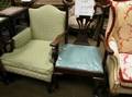 Two Chippendalestyle Upholstered Carved Mahogany Armchairs