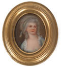 German miniature portrait on porcelain of a woman