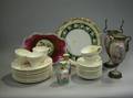 Thirtynine Pieces of Assorted Decorated Porcelain China and a Cut Glass Bowl
