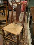 Country Chippendale Tiger Maple Side Chair with Rush Seat