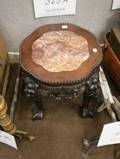 Chinese Carved Hardwood Marbletop Stand