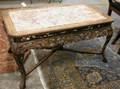 Chinese Carved Hardwood Marbletop Low Table