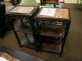 Two Chinese Carved Hardwood Marbletop TwoTier Stands
