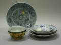 Six Chinese Blue and White and Enamel Decoraetd Ceramic Plates and Bowls