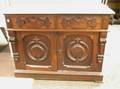Renaissance Revival White Marbletop Carved Walnut Side Cabinet