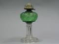 Pressed Green and Colorless Glass Oil Table Lamp