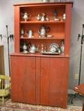 Red Painted Stepback Cupboard