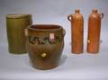 Two Stoneware Crocks and Two Bottles