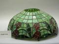 Currier and Ives Transfer Decorated SixPanel Bent Glass Lamp Shade and a Floral Leaded Glass Lamp Shade