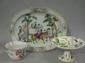 Modern Handpainted Porcelain Jardiniere Compote and Tray