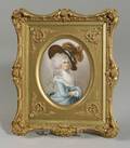 Continental Painted Porcelain Plaque of a Lady