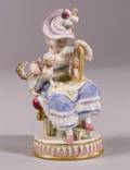 Meissen Porcelain Figure of a Girl with a Lapdog