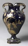 French Porcelain Cobalt Blue and Gilt Decorated Aesthetic Movement Vase