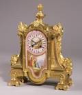 French Gilt Bronze and Porcelain Mounted Mantel Clock