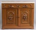 Victorian Carved Walnut and Marbletopped Sideboard