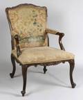 Regencestyle Beechwood and Needlework Upholstered Armchair