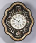 Continental Mother of Pearl Inlaid and Paint Decorated Wall Clock