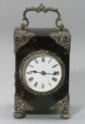 English Faux Tortoiseshell and Silver Mounted Half Striking Carriage Clock