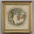 English Silk Needlework Picture of a Shepherdess