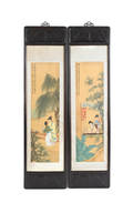 Pair of Chinese watercolor panels