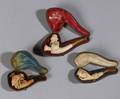 Three Small Carved Meerschaum Cheroot Holders