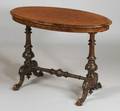 Victorian Fruitwood Inlaid Burl Walnut Center Table