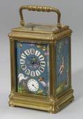 French Aesthetic Movement Porcelain Mounted Repeating Alarm Carriage Clock