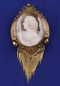 Victorian Shell Cameo Pendant Brooch