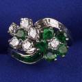 Platinum Emerald and Diamond Bypass Ring