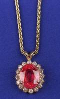 18kt Gold Padparadscha Sapphire and Diamond Pendant