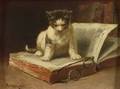John Henry Dolph American 18351903 The ScholarA Kitten on a Book