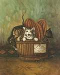 American School 19th20th Century A Basket of Kittens