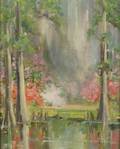 May Paine American b 1873 Southern Landscape with Cypress Trees
