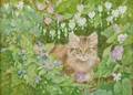 Suzan Osborn American 20th Century Kitten in a Spring Garden