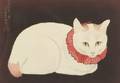 Japanese School 20th Century Lot of Two Prints Including White Cat with a Red Collar and Chasing the Yarn Ball