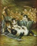 Continental School 20th Century Basket of Kittens