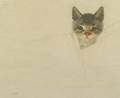 American School 20th Century Lot of Two Prints Including Sleeping Kitten and Probing