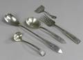 Arts  Crafts Hammered Sterling Silver Ladle Four Serving Forks and Spoons