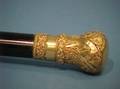 1884 Presentation Gold Knob Handled and Ebonized Wood Walking Stick