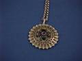 French Silver Plique a Jour Enamel Amethyst and Seed Pearl Pendant