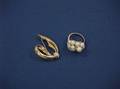 Gold Diamond and Pearl Cluster Ring and a Gold and Diamond Brooch