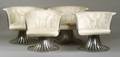 Four Art Deco Style Upholstered Chrome Pedestal Chairs